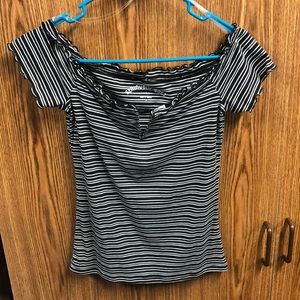 Women’s Aero black and white off the shoulder top size medium